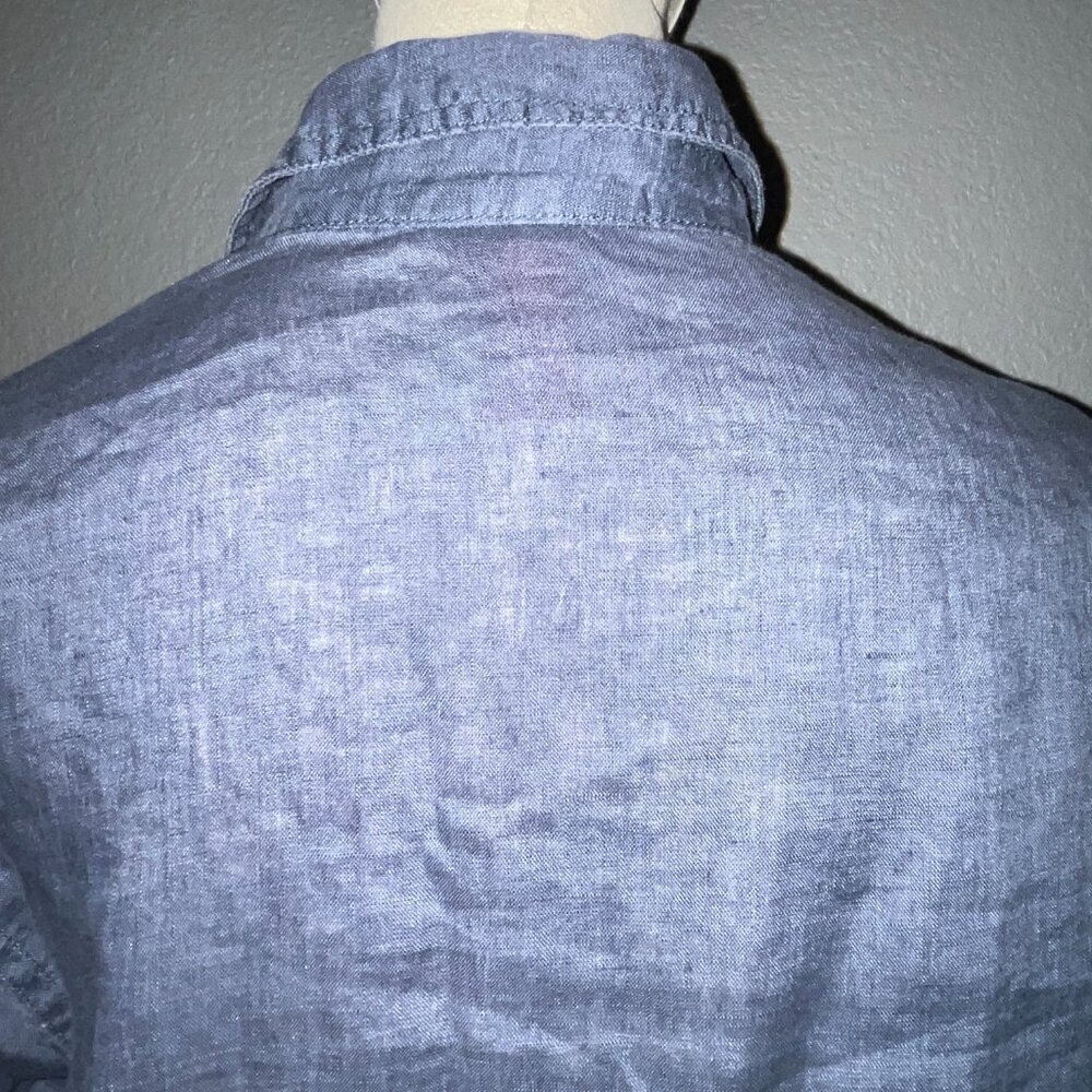 SUNDANCE BLUE 100% LINEN LONG SLEEVE RELAXED POP-OVER TUNIC SHIRT BLOUSE  EUC -S - Picture 8 of 13